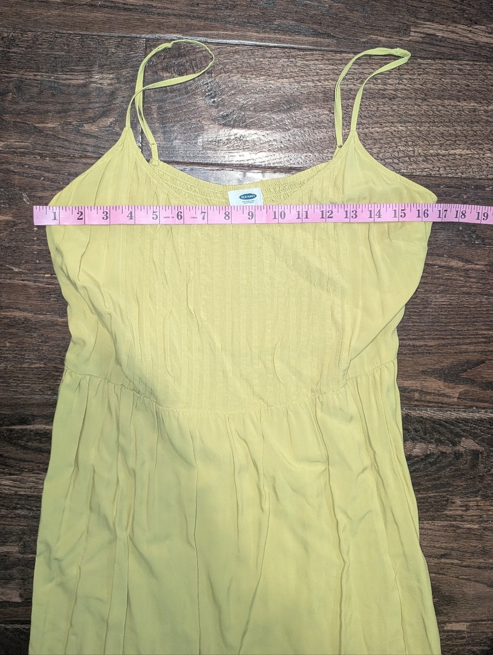 Old Navy Summer Dress Mid Length Spaghetti Strap Bright Yellow Green - Picture 8 of 9